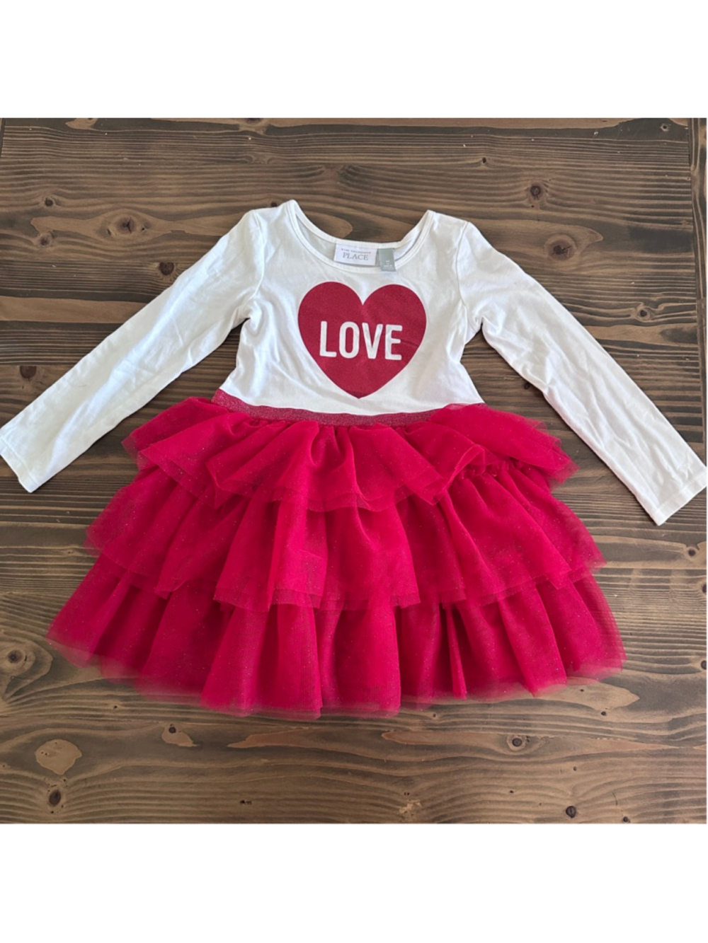 Girls Heart Tutu Dress 4T Red White Glitter Love Dress